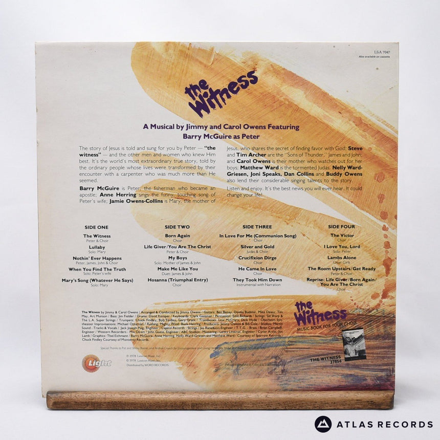Jimmy & Carol Owens - The Witness - Gatefold Double LP Vinyl Record - EX/EX