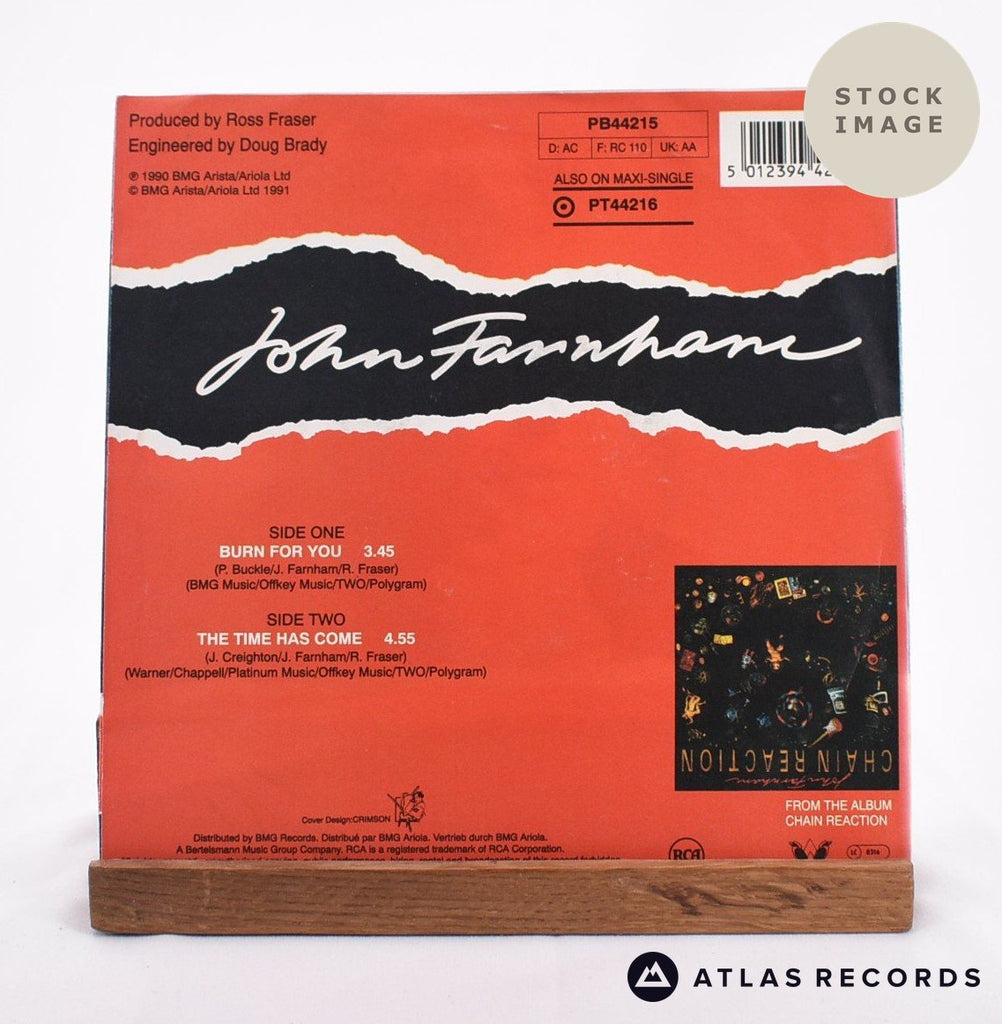 John Farnham Burn For You 1981 Vinyl Record - Reverse Of Sleeve