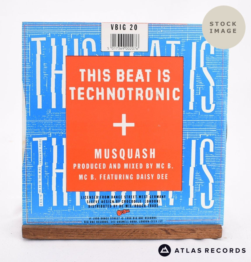 MC B This Beat Is Technotronic 1988 Vinyl Record - Reverse Of Sleeve