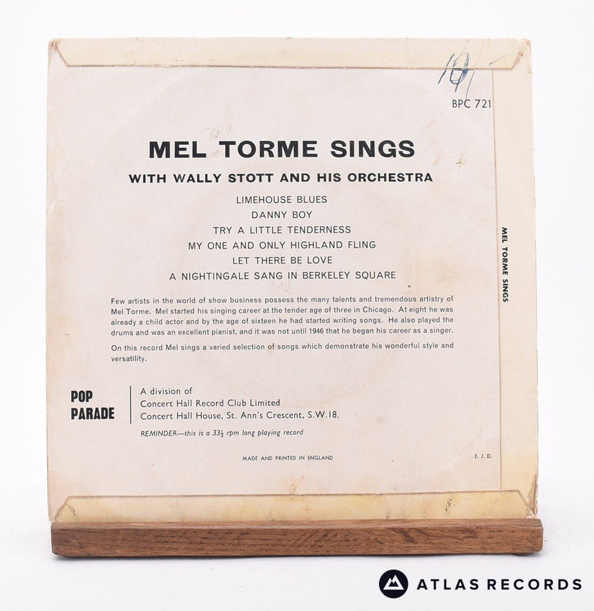 Mel Tormé - Mel Torme Sings - 7" EP Vinyl Record - EX/VG+