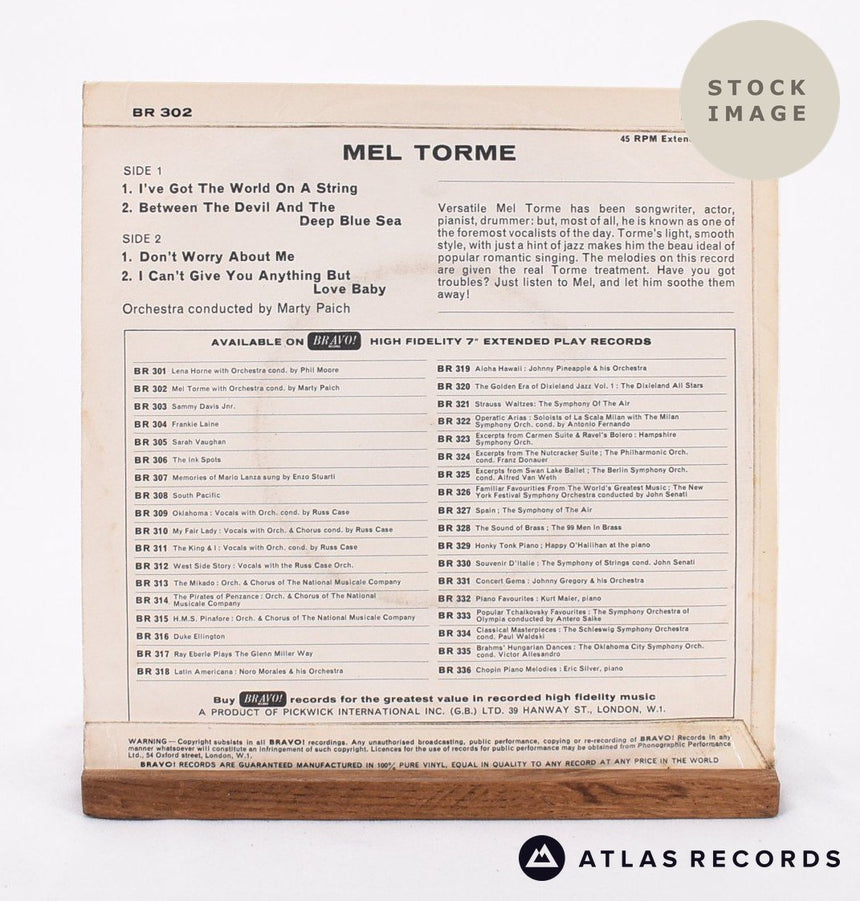 Mel Tormé Mel Tormé Vinyl Record - Reverse Of Sleeve