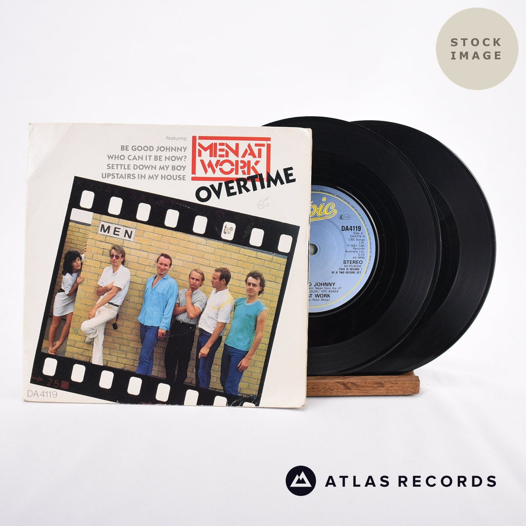 Men At Work Overtime Vinyl Record - Sleeve & Record Side-By-Side