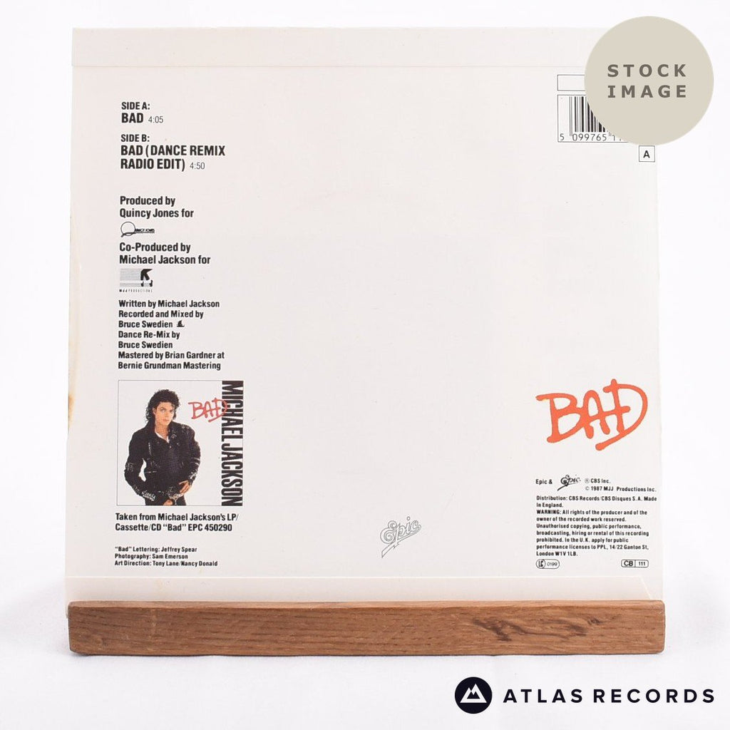 Michael Jackson Bad 1990 Vinyl Record - Reverse Of Sleeve