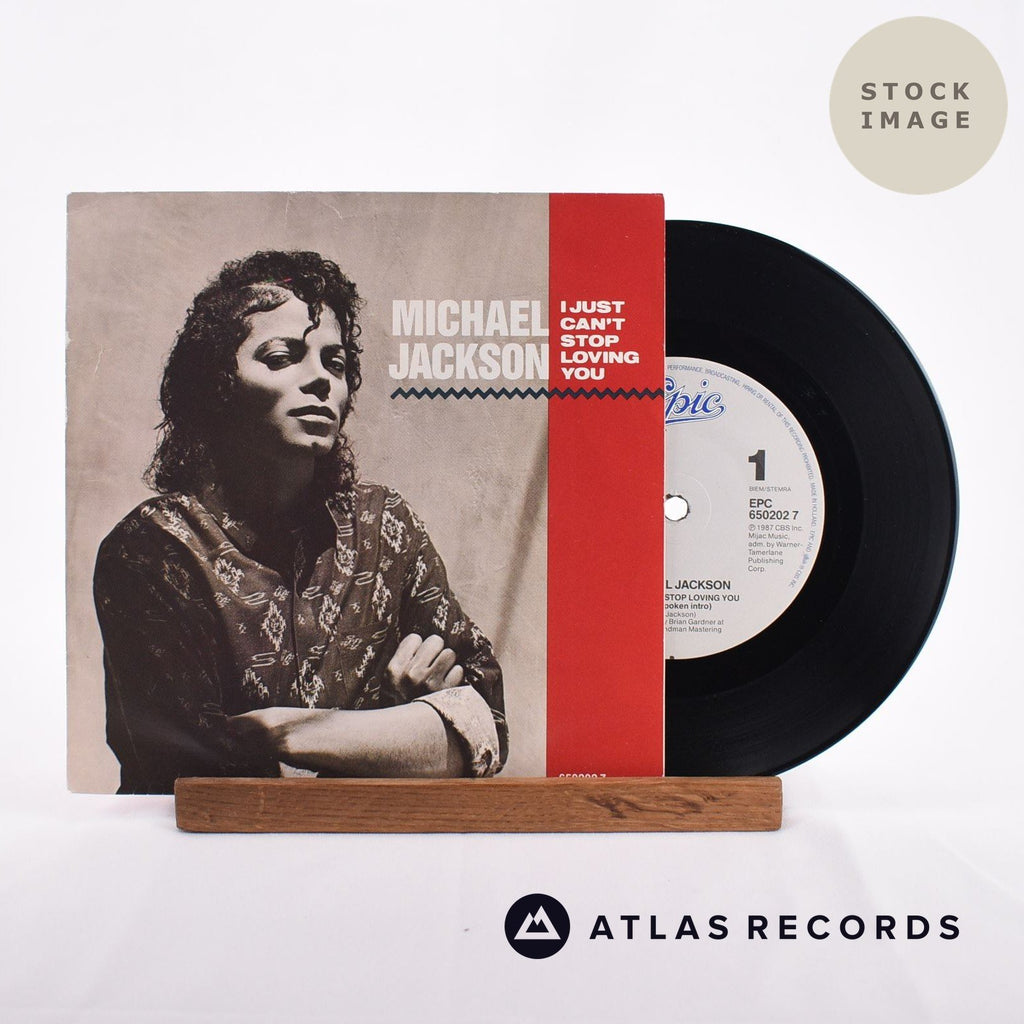 Michael Jackson I Just Can't Stop Loving You 1987 Vinyl Record - Sleeve & Record Side-By-Side