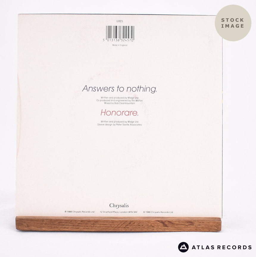 Midge Ure Answers To Nothing Vinyl Record - Reverse Of Sleeve