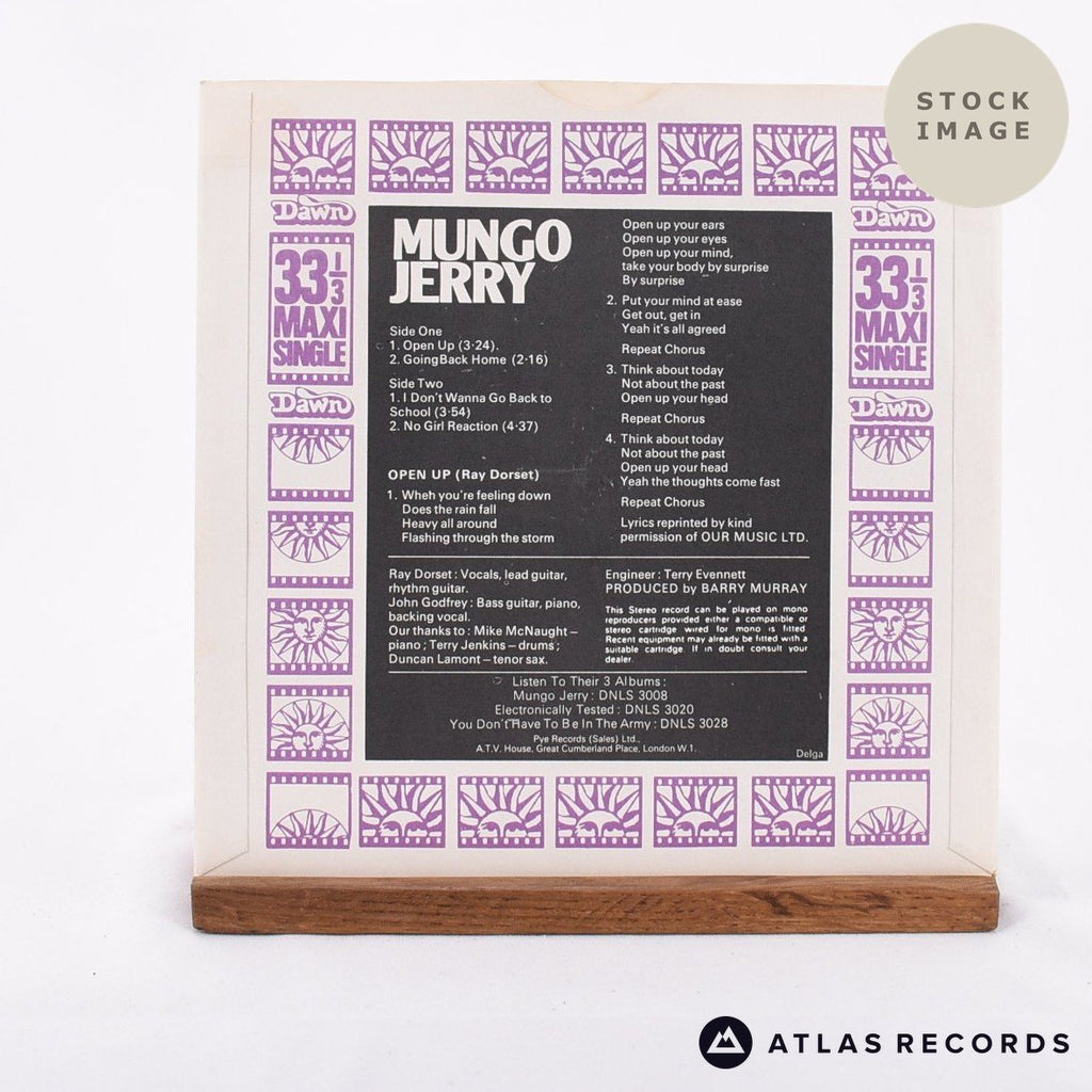 Mungo Jerry Open Up Vinyl Record - Reverse Of Sleeve