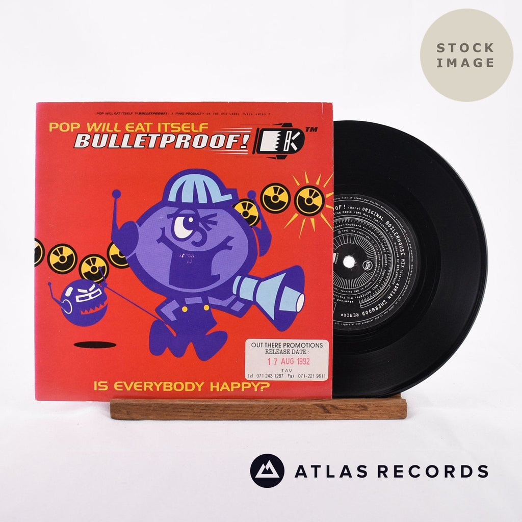 Pop Will Eat Itself Bulletproof! 1988 Vinyl Record - Sleeve & Record Side-By-Side