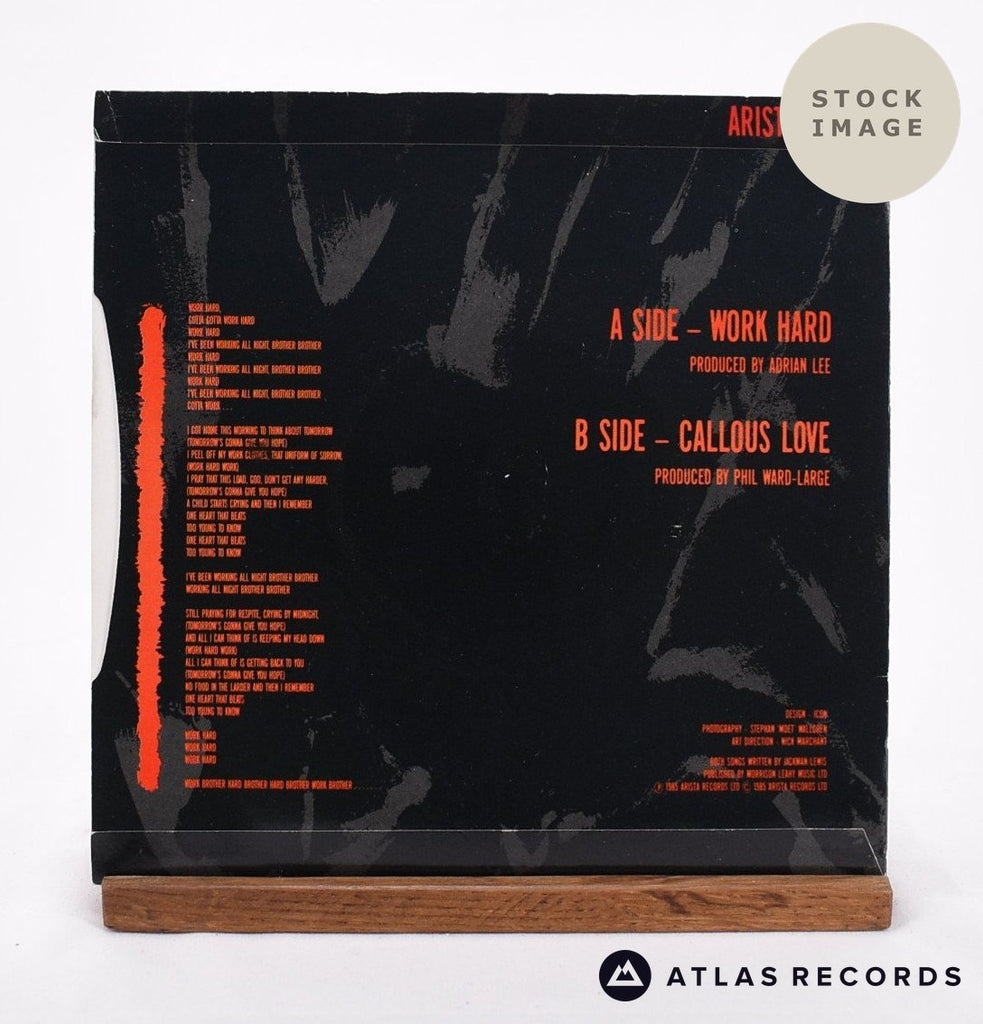 Power Work Hard 1989 Vinyl Record - Reverse Of Sleeve