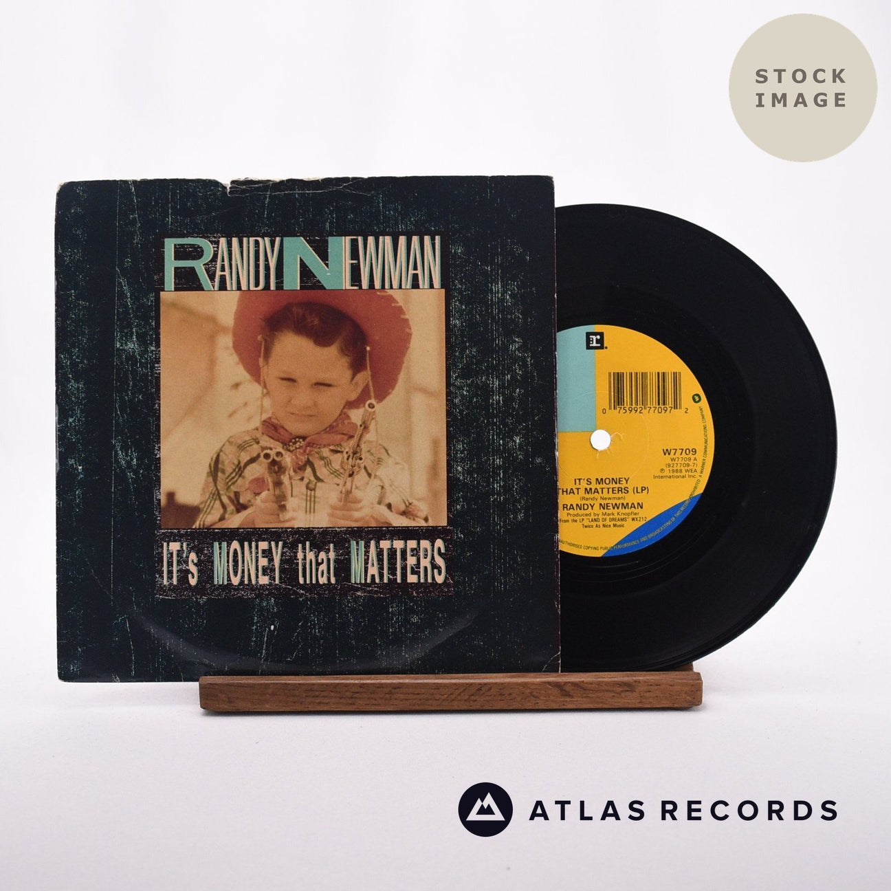 Randy Newman It's Money That Matters 7" Vinyl Record - Sleeve & Record Side-By-Side