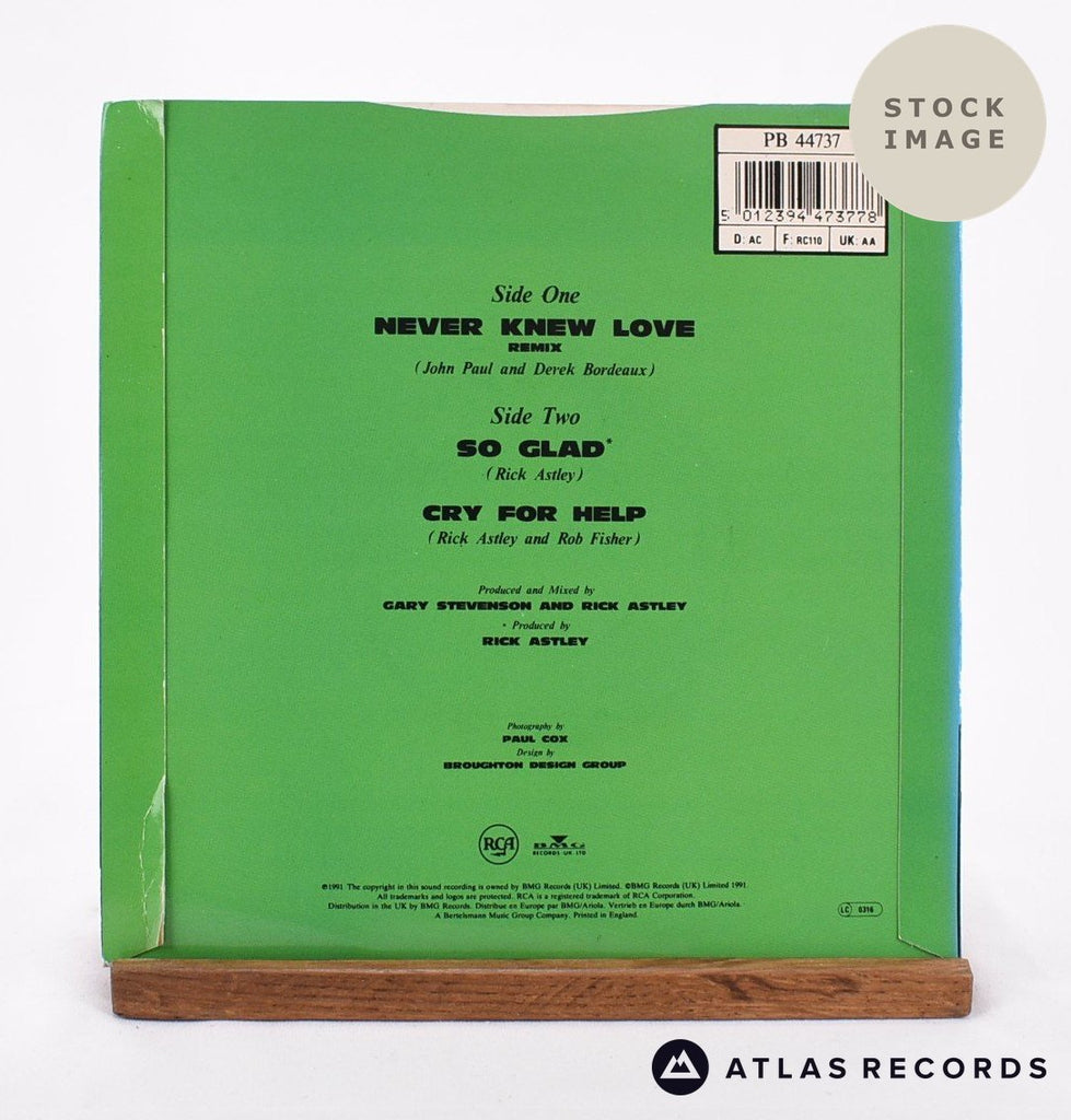 Rick Astley Never Knew Love Vinyl Record - Reverse Of Sleeve