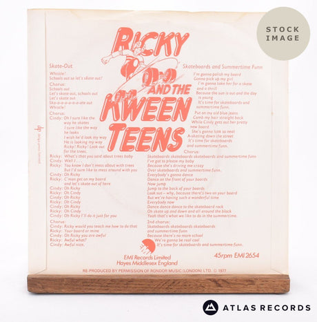 Ricky And The Kween Teens Skate-Out 7" Vinyl Record - Reverse Of Sleeve