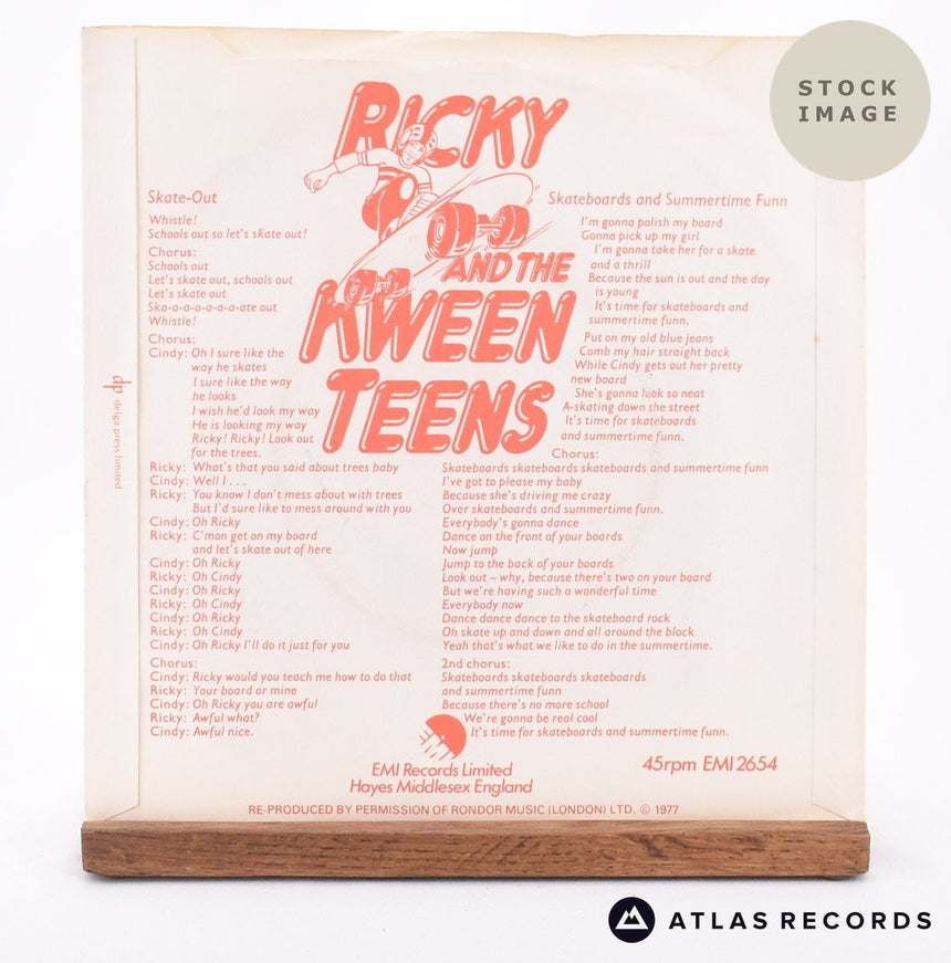 Ricky And The Kween Teens Skate-Out 7" Vinyl Record - Reverse Of Sleeve