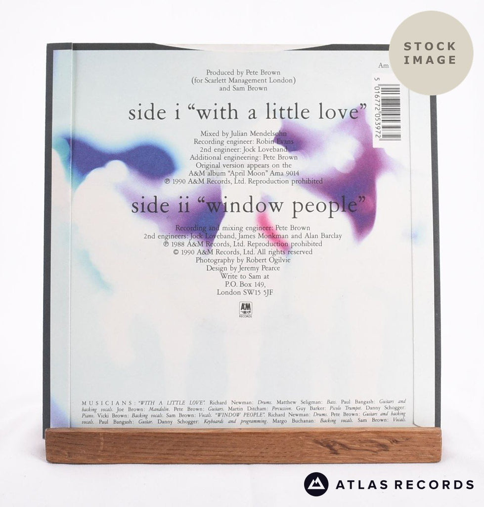 Sam Brown With A Little Love 1992 Vinyl Record - Reverse Of Sleeve