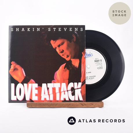 Shakin' Stevens Love Attack 7" Vinyl Record - Sleeve & Record Side-By-Side