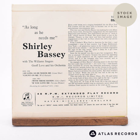 Shirley Bassey As Long As He Needs Me 7" Vinyl Record - Reverse Of Sleeve