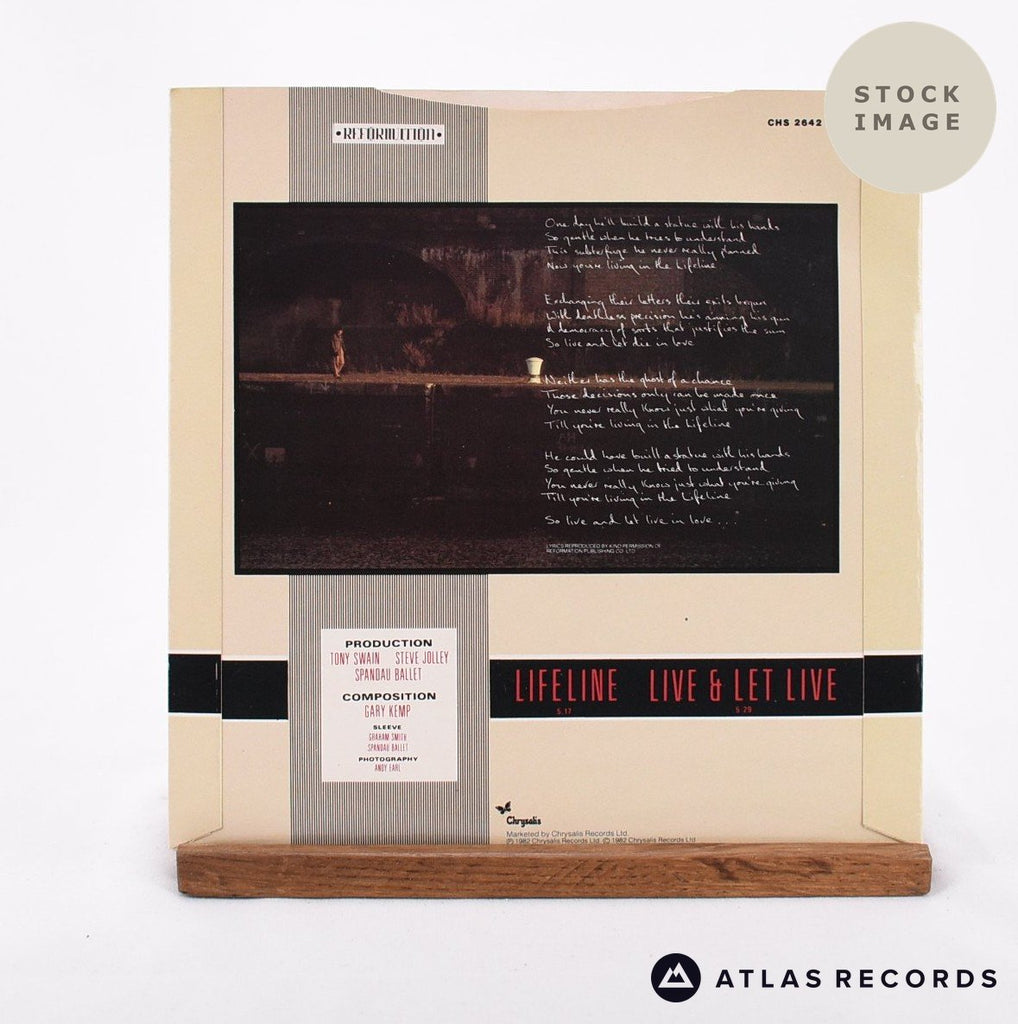 Spandau Ballet Lifeline Vinyl Record - Reverse Of Sleeve