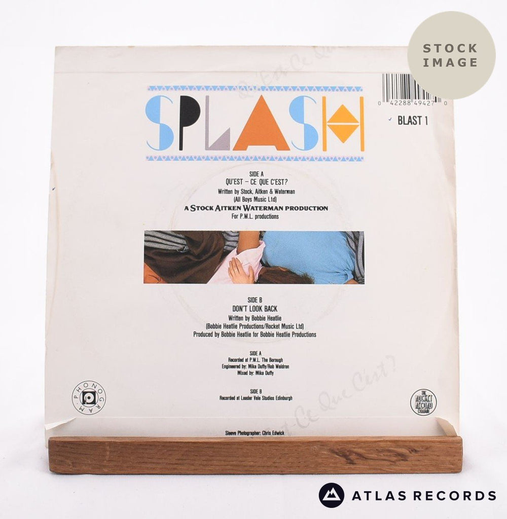 Splash Qu'Est-Ce Que C'Est? Vinyl Record - Reverse Of Sleeve
