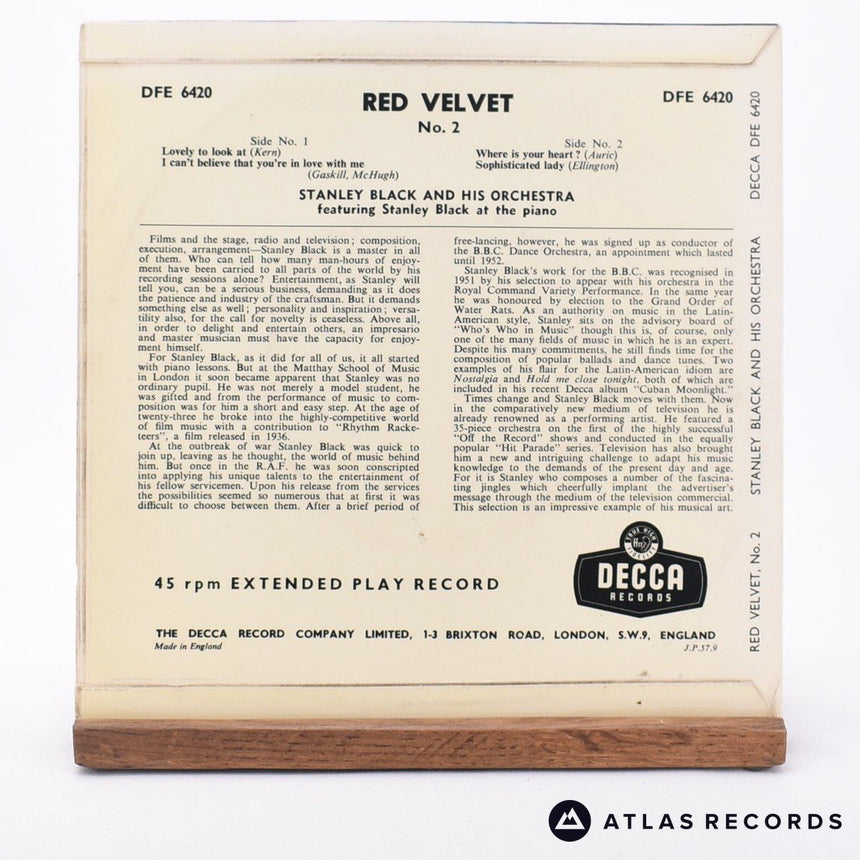 Stanley Black & His Orchestra - Red Velvet No. 2 - 7" EP Vinyl Record - EX/VG+