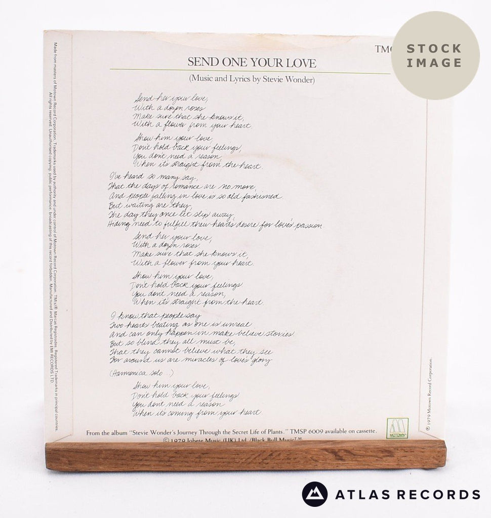 Stevie Wonder Send One Your Love Vinyl Record - Reverse Of Sleeve