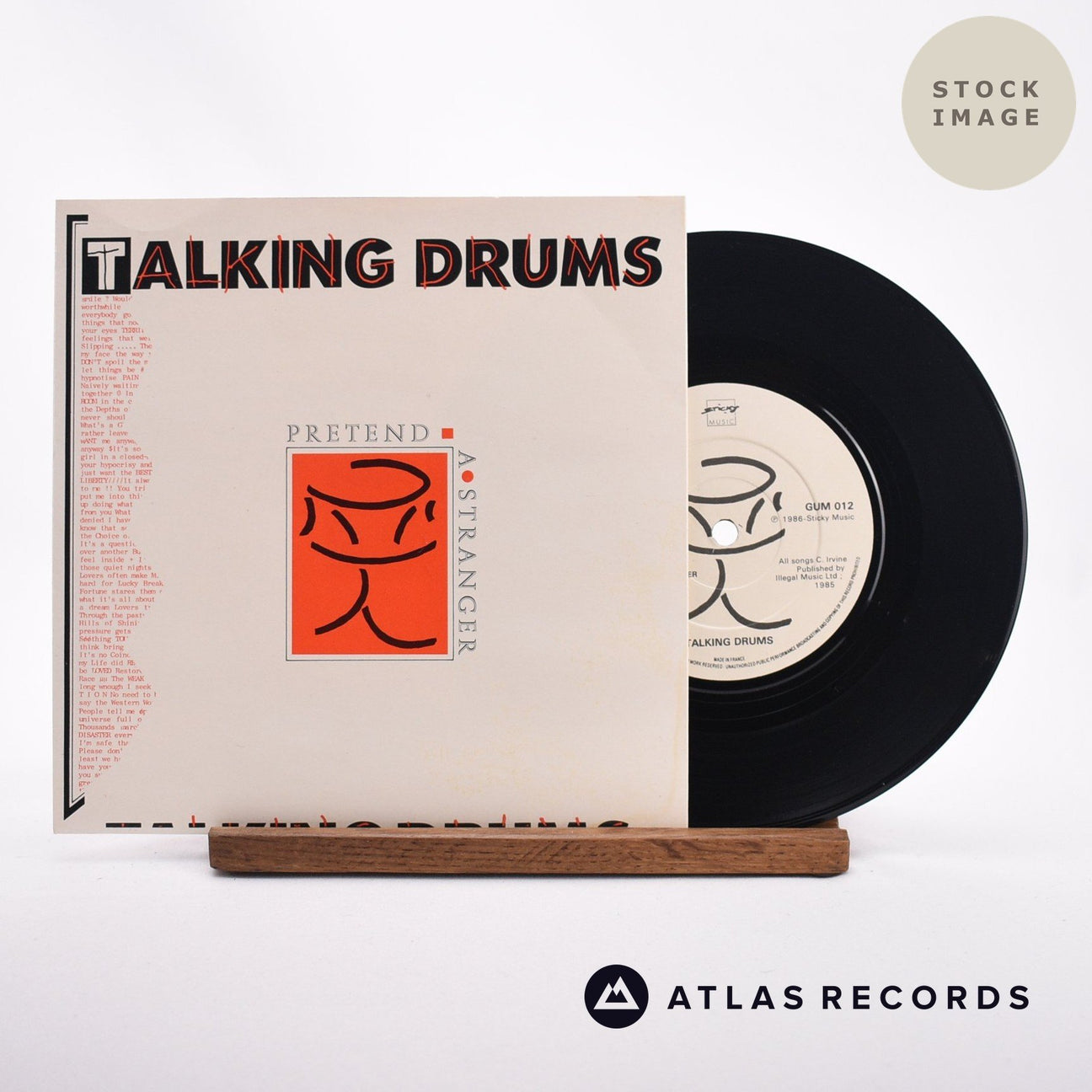 Talking Drums Pretend A Stranger 7" Vinyl Record - Sleeve & Record Side-By-Side