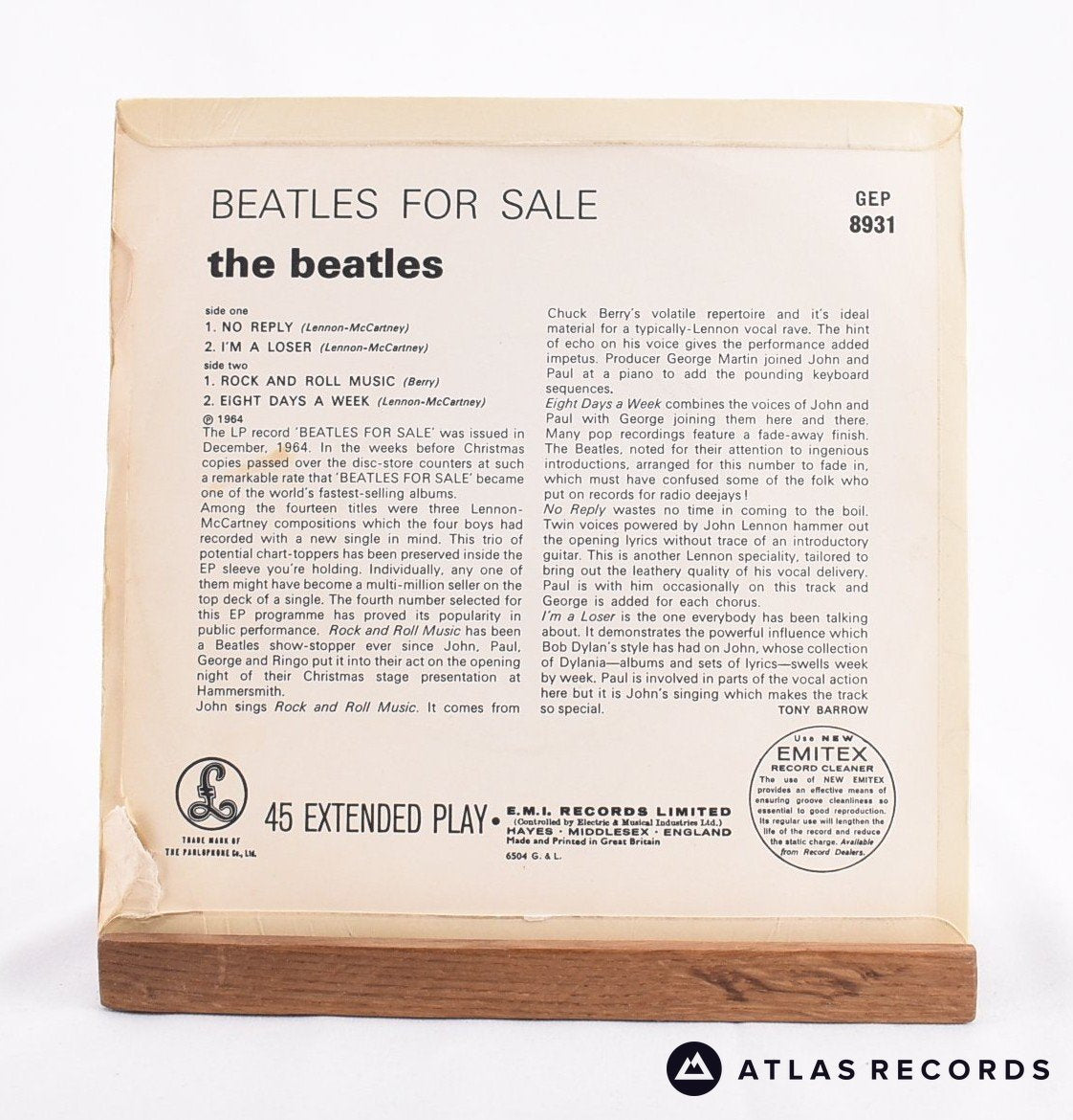 The Beatles Beatles For Sale 7 Vinyl Record VG+/VG ‐ Atlas Records