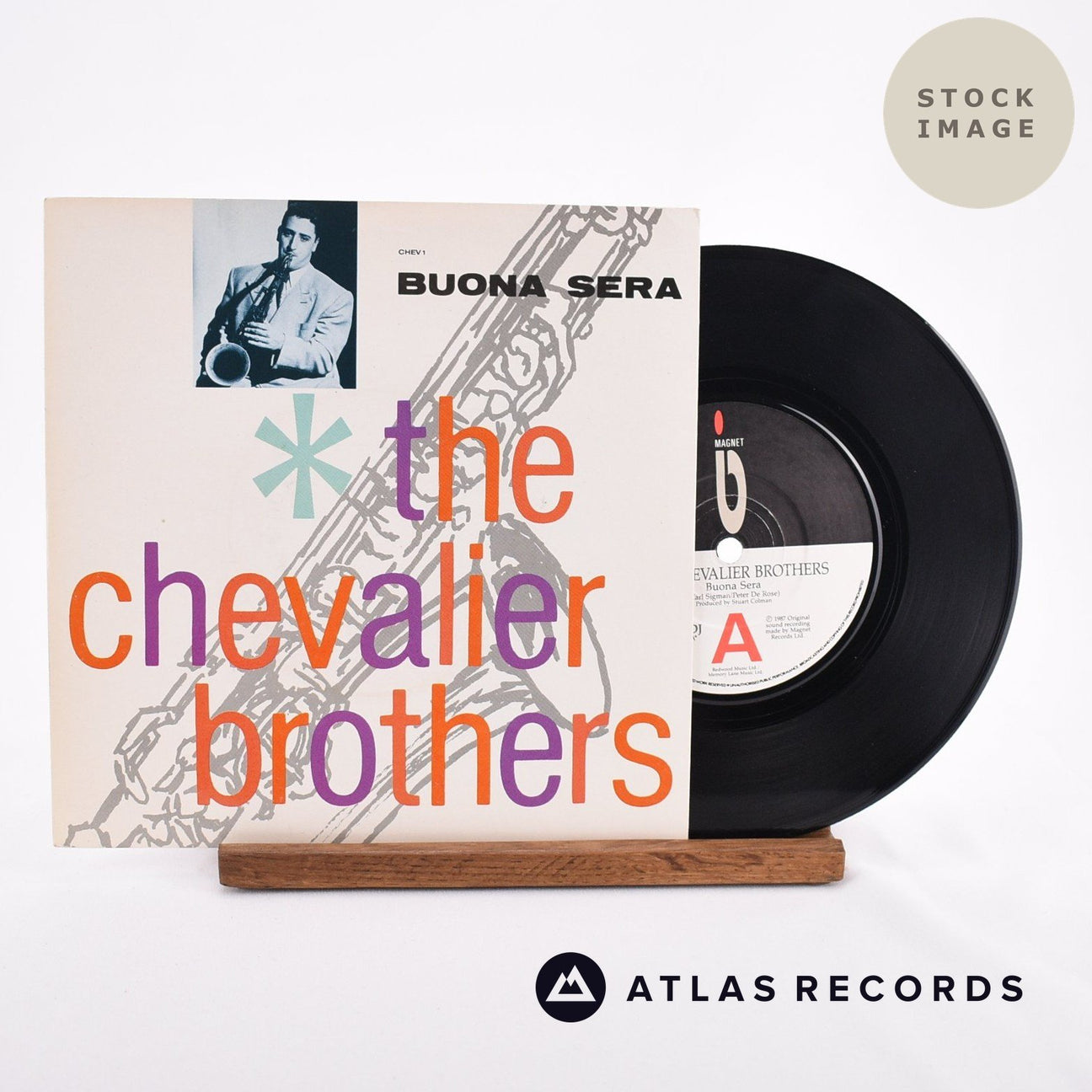 The Chevalier Brothers Buona Sera Vinyl Record - Sleeve & Record Side-By-Side