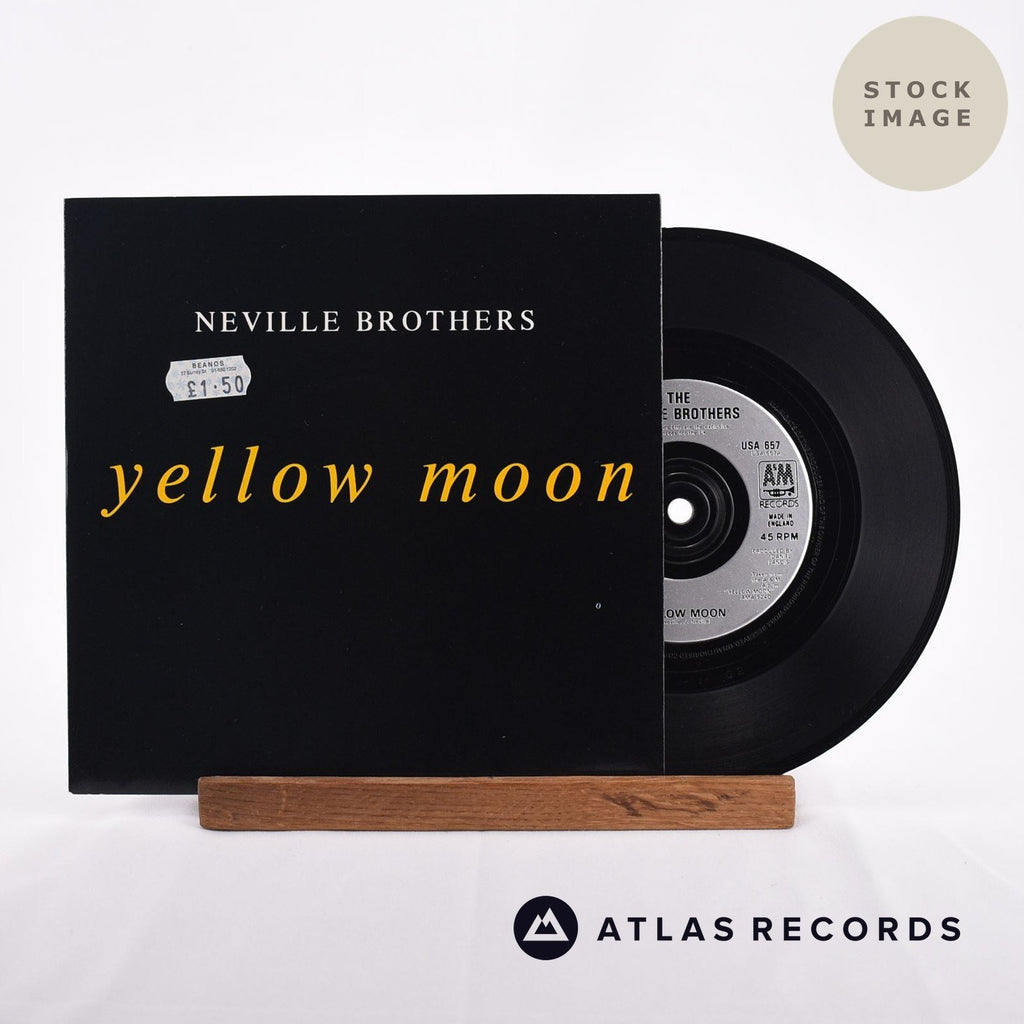 The Neville Brothers Yellow Moon Vinyl Record - Sleeve & Record Side-By-Side