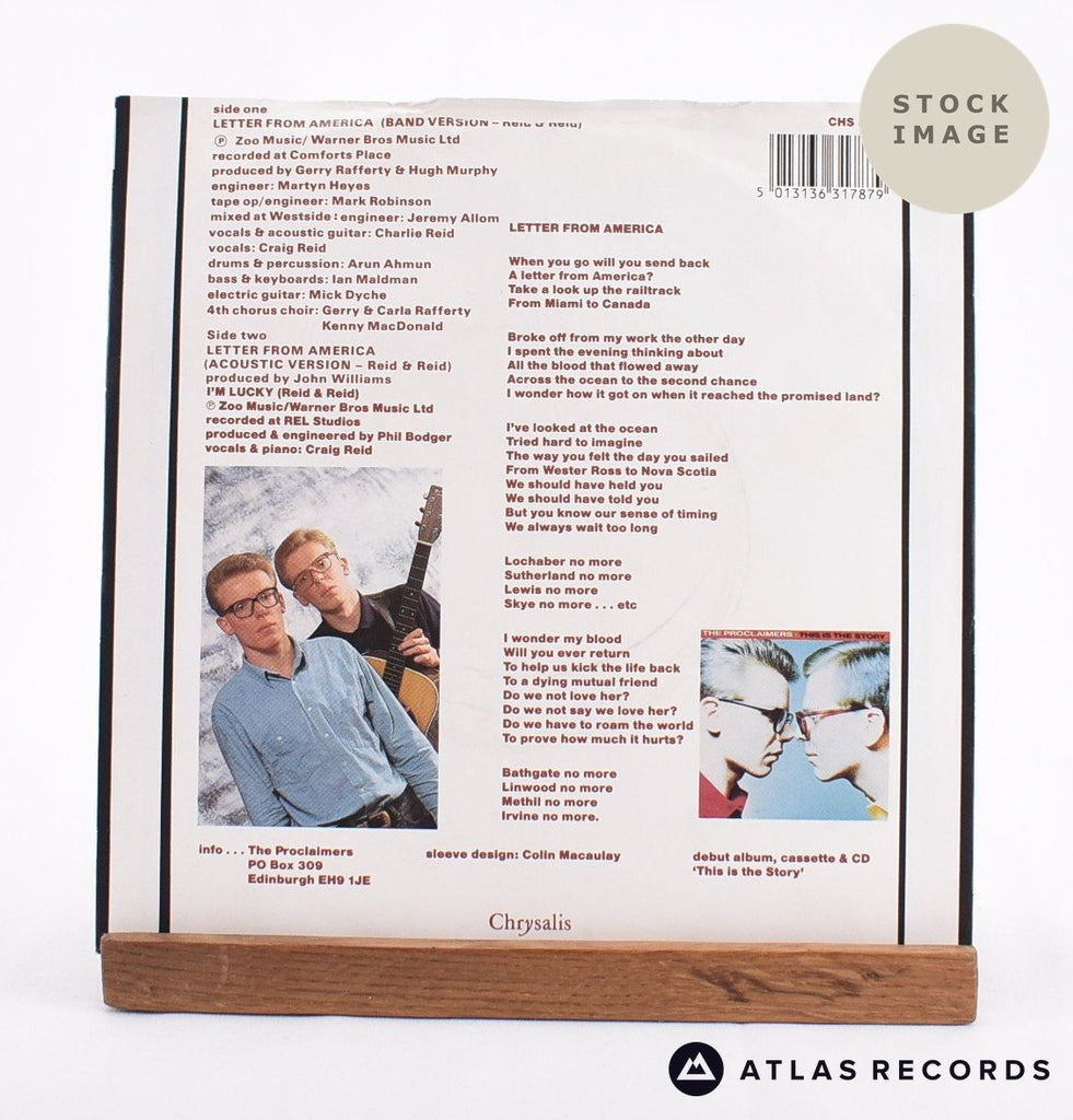 The Proclaimers Letter From America Vinyl Record - Reverse Of Sleeve