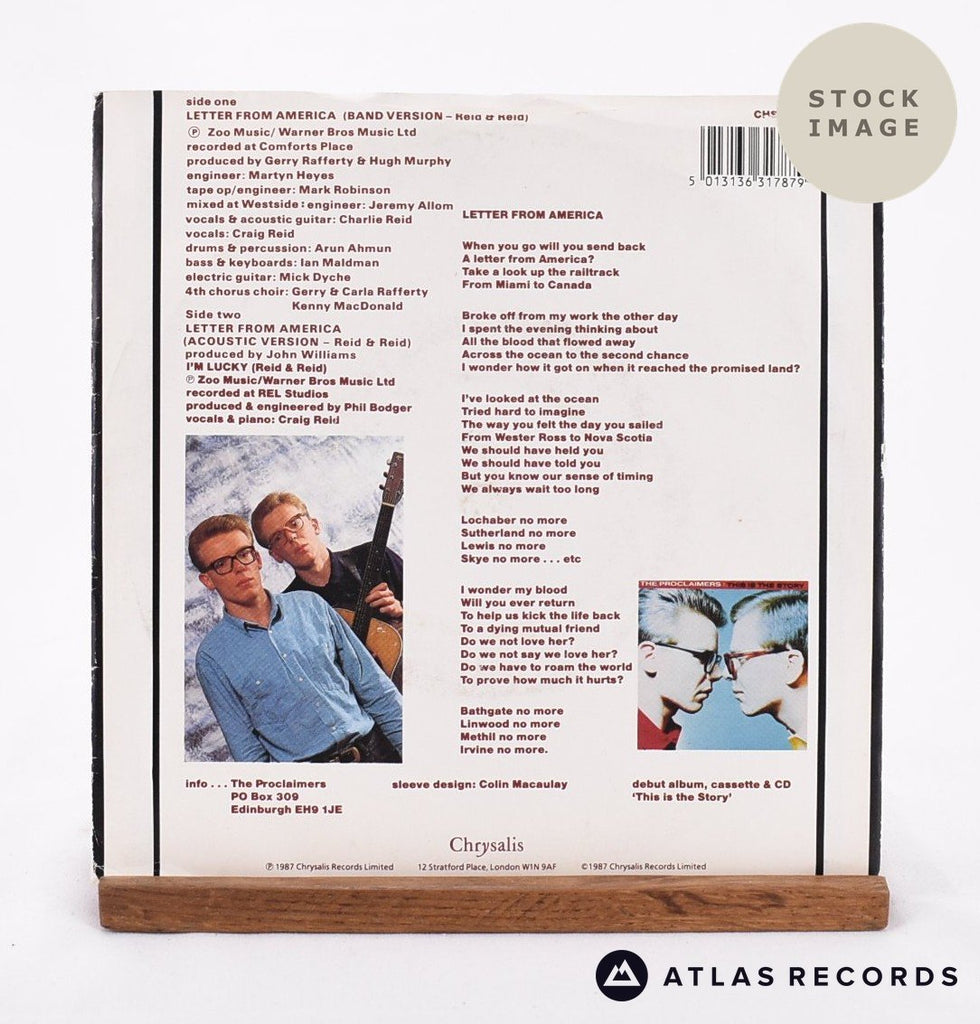 The Proclaimers Letter From America Vinyl Record - Reverse Of Sleeve