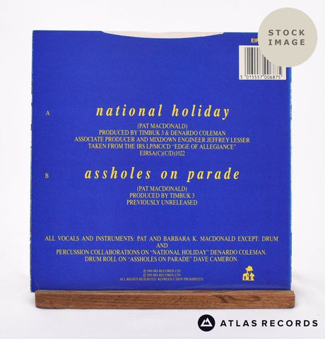 Timbuk 3 National Holiday 1989 Vinyl Record - Reverse Of Sleeve