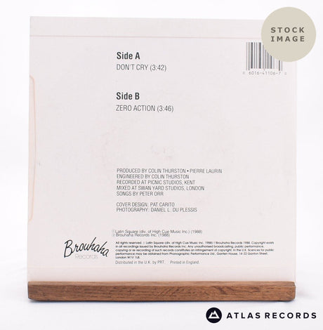 Touch Sensitive Don't Cry 7" Vinyl Record - Reverse Of Sleeve