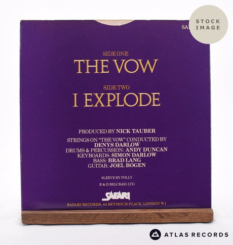 Toyah The Vow 7" Vinyl Record - Reverse Of Sleeve