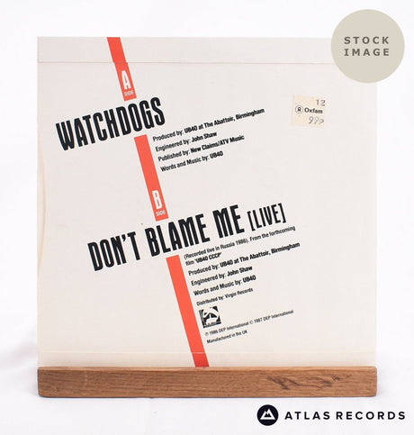 UB40 Watchdogs Vinyl Record - Reverse Of Sleeve