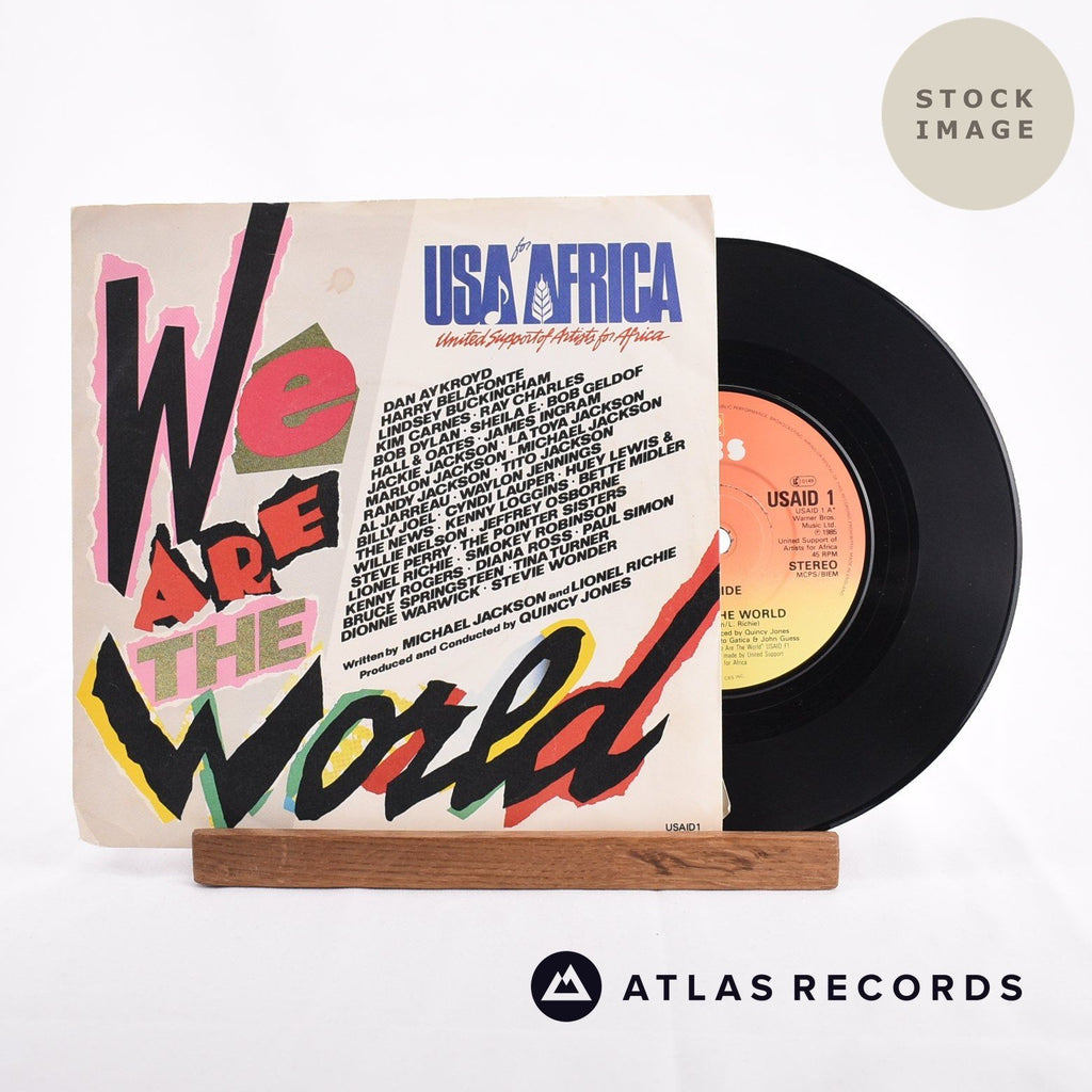 USA For Africa We Are The World Vinyl Record - Sleeve & Record Side-By-Side