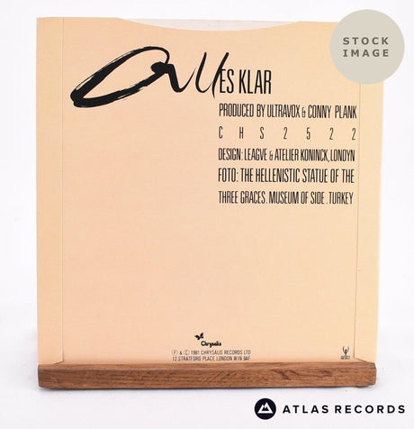 Ultravox All Stood Still Vinyl Record - Reverse Of Sleeve