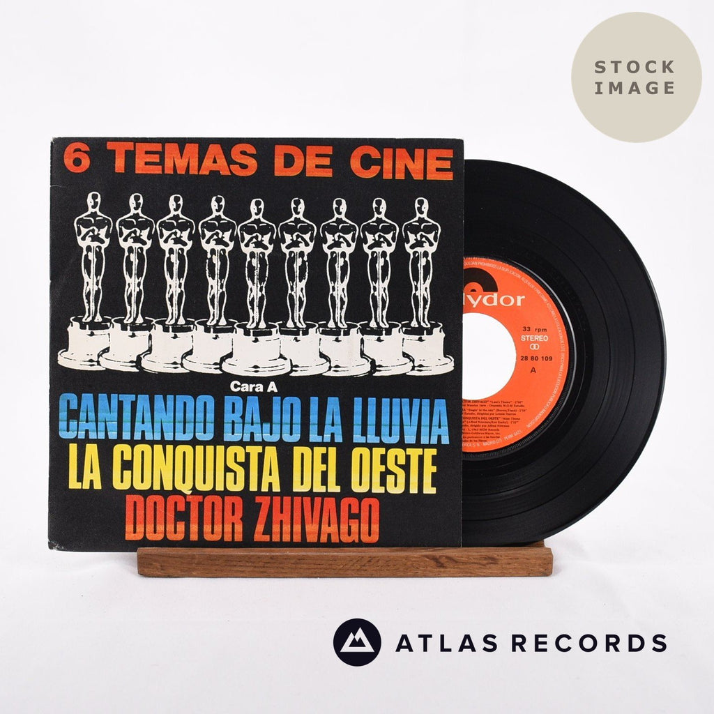 Various 6 Temas De Cine Vinyl Record - Sleeve & Record Side-By-Side