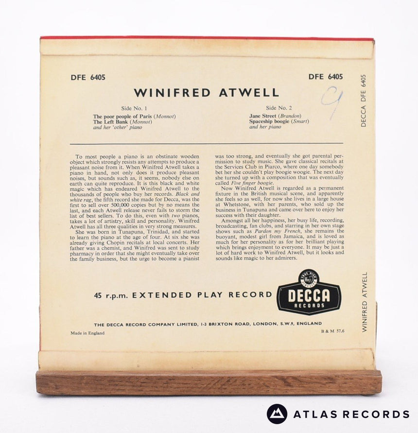 Winifred Atwell - Winifred Atwell - 7" EP Vinyl Record - VG+/VG+