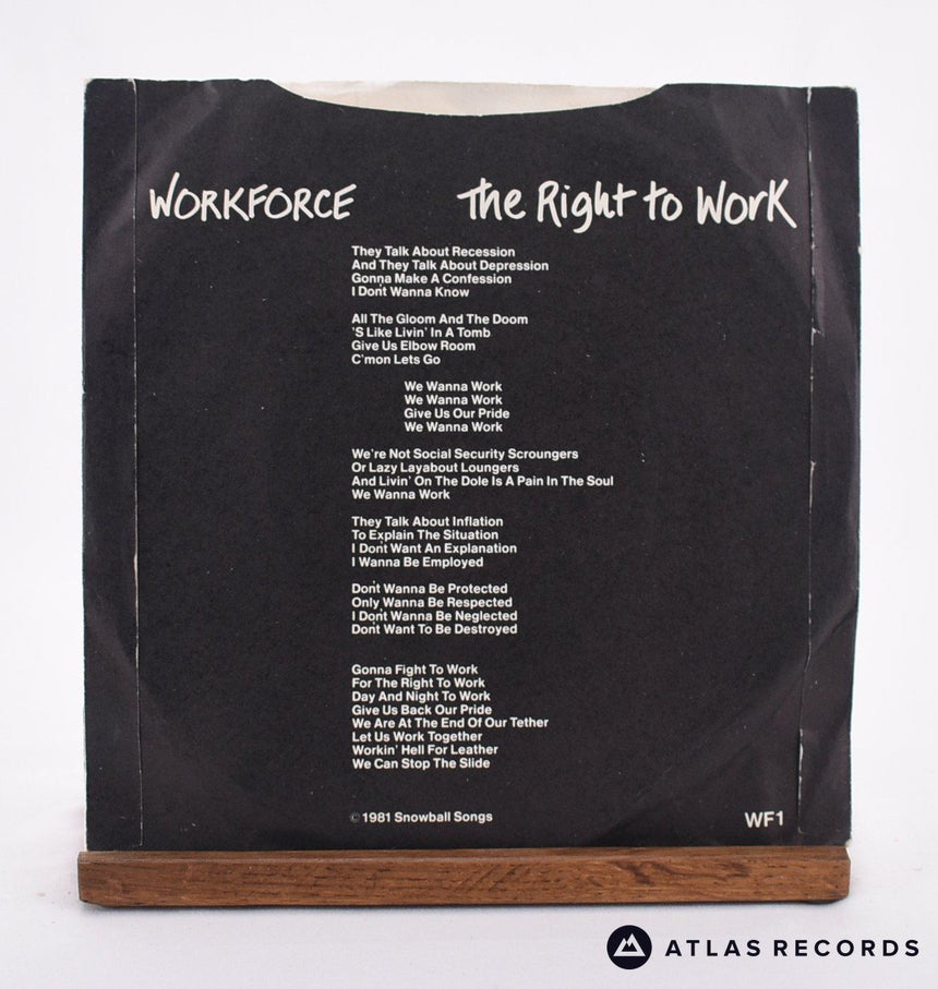 Workforce - The Right To Work - 7" Vinyl Record - VG+/VG+